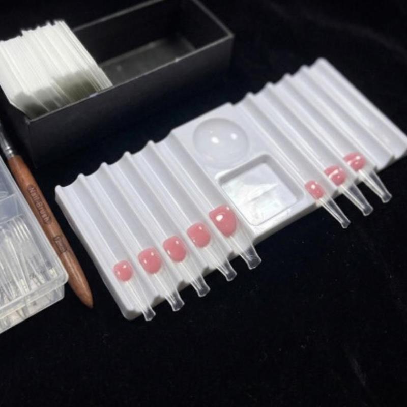 Nail Fan Brush - Herbruikbaar nagelkunstpalet met borstelhouder, slanke organizer