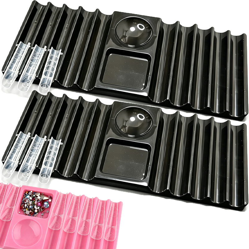 Nail Fan Brush - Herbruikbaar nagelkunstpalet met borstelhouder, nagelkunstpenhouder, kleurmengbak,